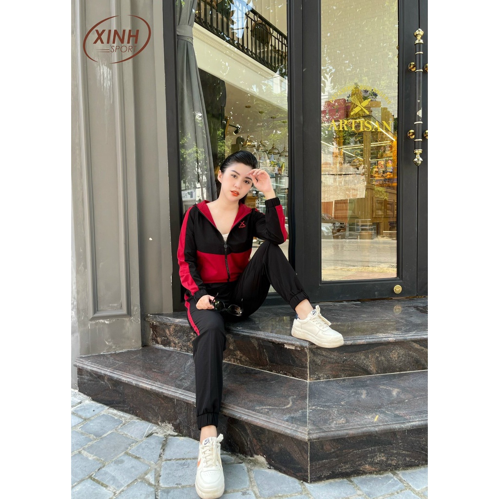 Bộ thể thao nữ Xinh Fashion Home Wear quần dài tay dài chất gió đẹp,phong cách trẻ trung,cá tính X609