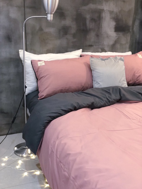 Set chăn ga gối Cotton đũi: mix hồng ghi đậm | BigBuy360 - bigbuy360.vn