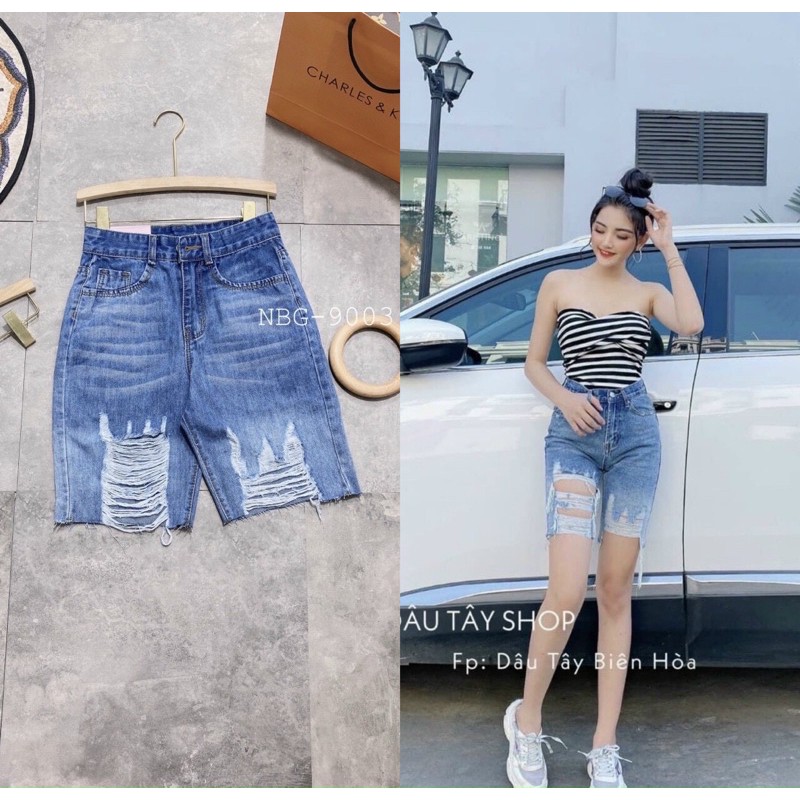 Quần Jean Nữ Ngố Lưng Cao Tôn Dáng Rách Kiểu Đep