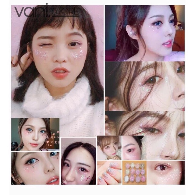 Hũ trang trí Mặt và móng Kira Glitter Kim Tuyến Trang Điểm Makeup tiệc tùng lấp lánh Hàn Quốc