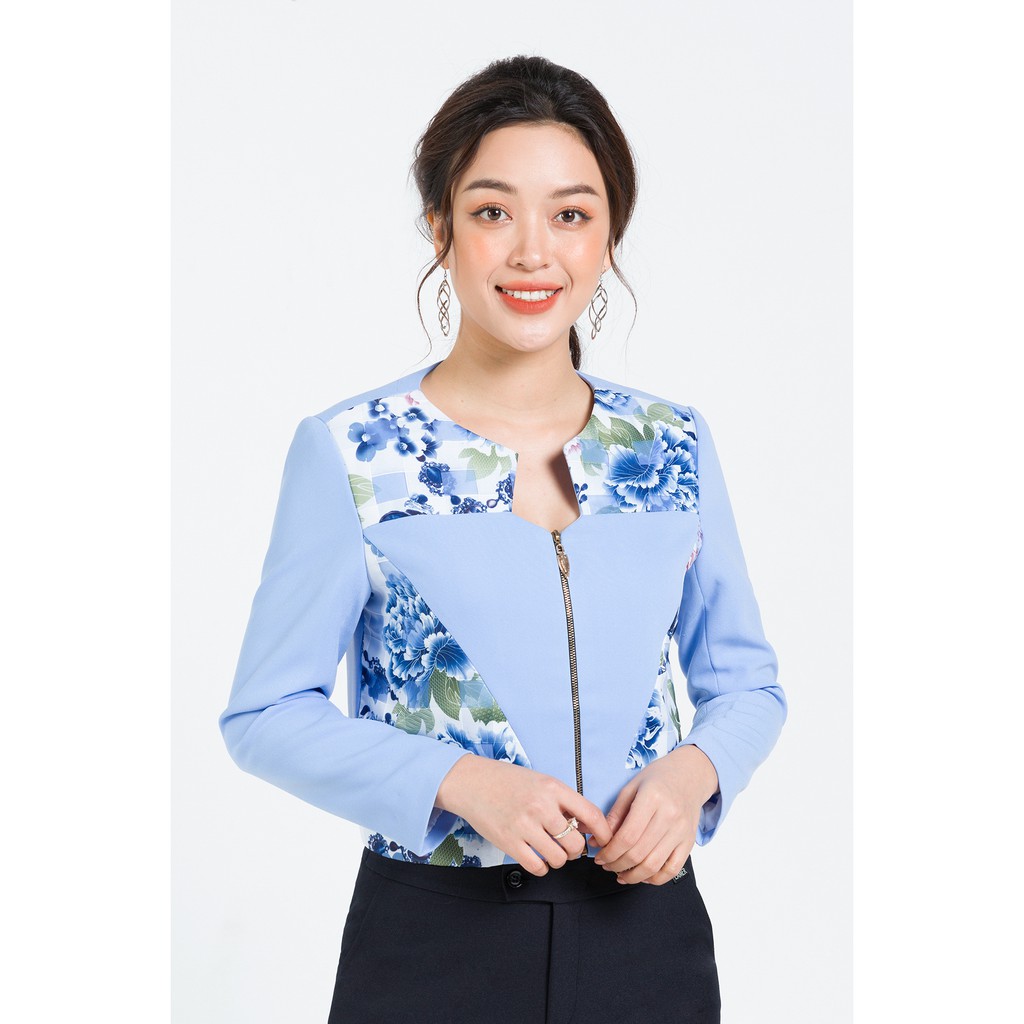 [Mã FAMALLT5 giảm 15% đơn 150k] Vest suông đắp vải hoa LAMER L65B16T006 ( xanh dương/xanh da trời)