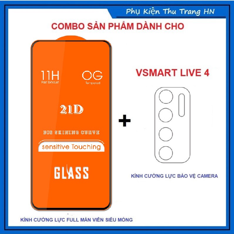 Vsmart Live 4 - Combo kính cường lực full màn hình + dán bảo vệ camera cho Vsmart LIVE 4