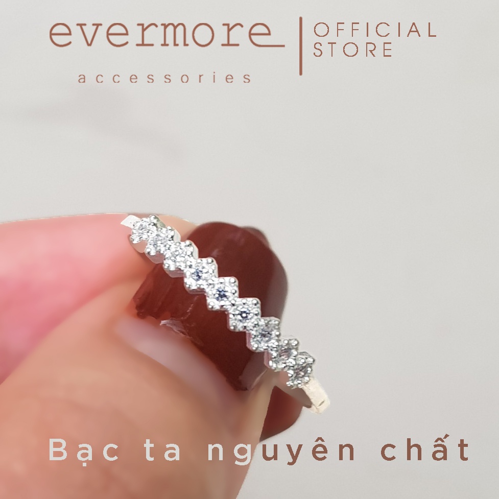 Nhẫn bạc đính đá EVERMORE, nhẫn bạc cao cấp vành đính đá Coco Crush thanh lịch, minimalism - N034