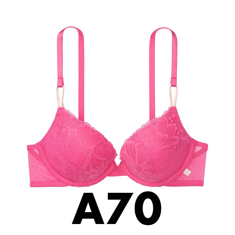 32A/A70 - Áo Lót hồng phối ren (19) Favorite T Push-up nâng ngực, Pink Sorbet - Hàng nhập Victoria's Secret USA