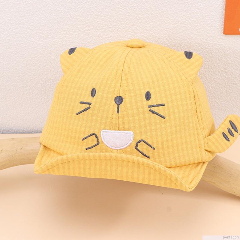 Mũ lưỡi trai vành mềm thêu hình mèo dễ thương cho bé