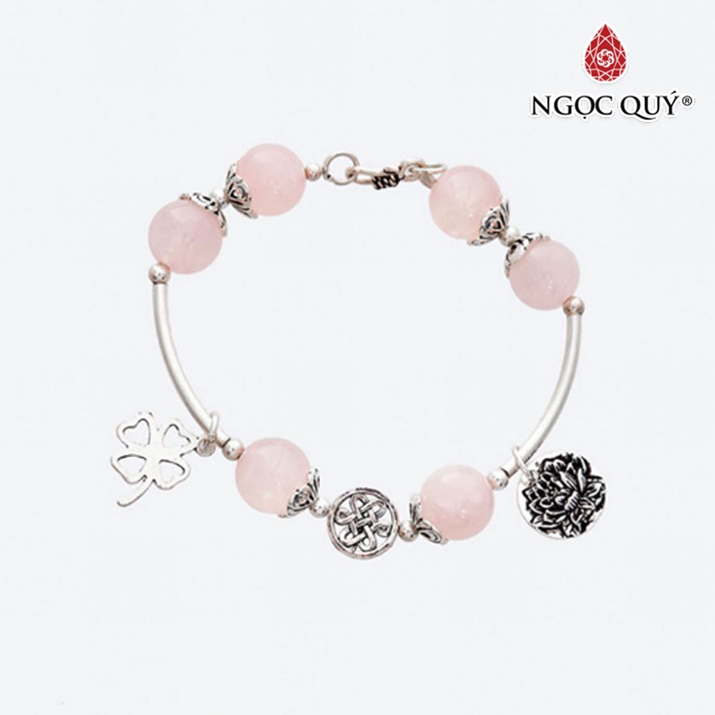 Vòng tay TA hồng charm cỏ 4 lá - Ngọc Quý