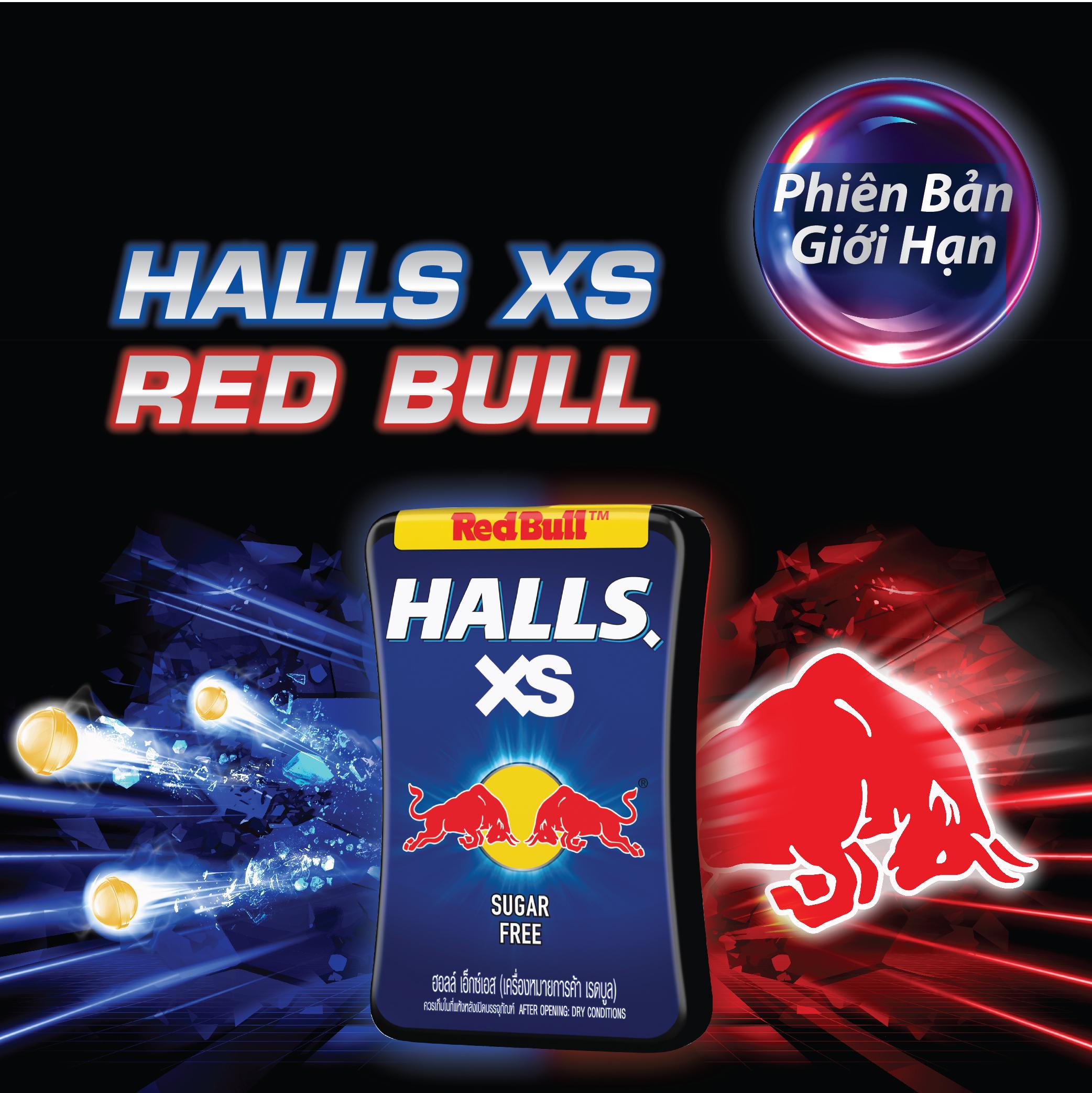 [Mua 4 Tặng 1] Combo 4 Hộp Kẹo Ngậm Không Đường Halls Vị Redbulls 4x13.8g