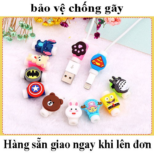 Nút Gắn Bảo Vệ Cáp Sạc Tai nghe Hình Thú Dễ Thương