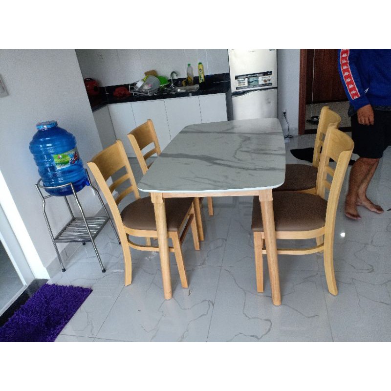 Bộ Bàn Ăn Cabin 4 Ghế giả mặt đá