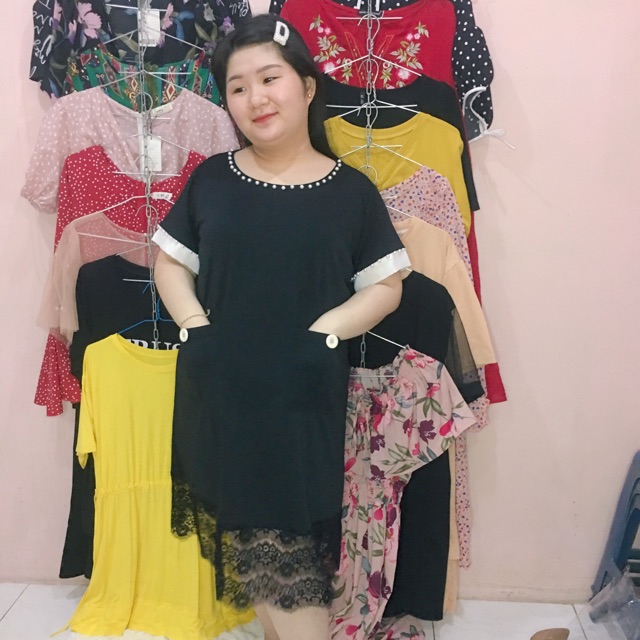 Đầm suông phối lưới