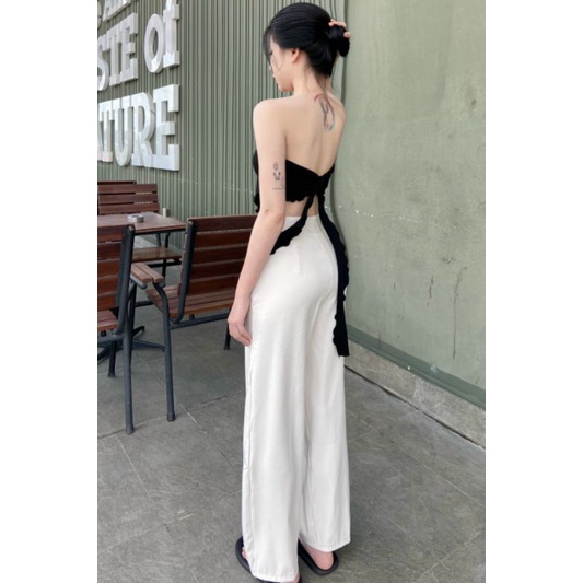 Áo ống vạt nhọn có dây trang trí đằng sau áo shop TieLi