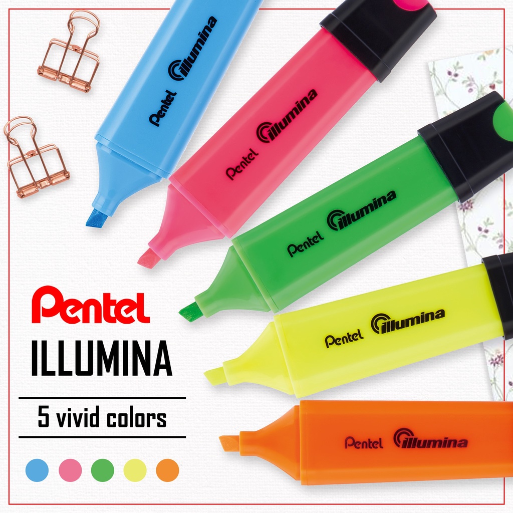 Bút Nhớ Dòng Illumina Pentel SL60 Nhiều Màu | Màu Mực Tươi Sáng Phản Quang Tốt