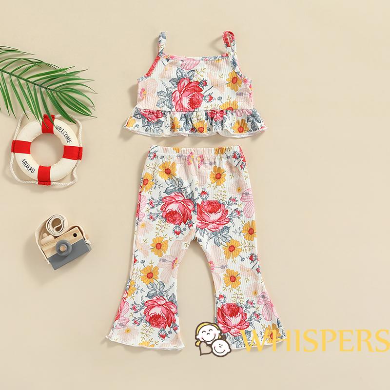 Set Áo Hai Dây + Quần Dài Ống Loe Thời Trang Cho Bé Gái