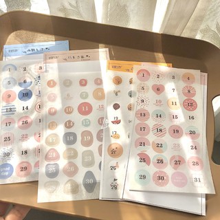Sticker số trang trí sổ lịch hàng ngày