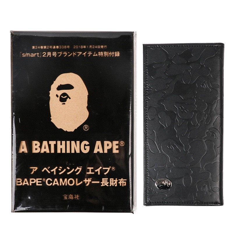 A BATHING APE BAPE CAMO Ví dài màu đen NHẬT BẢN Phụ lục đặc biệt thông minh