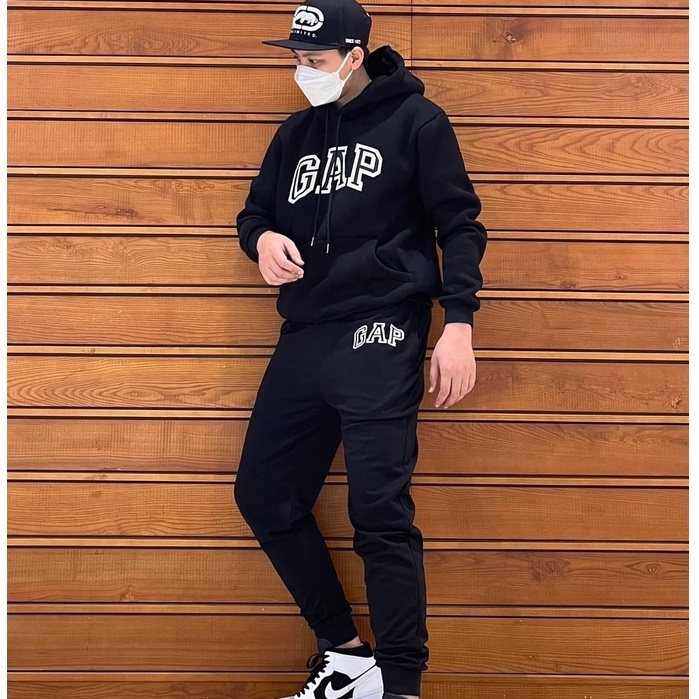 Bộ Hoodie unisex in chữ GAP form rộng, năng động