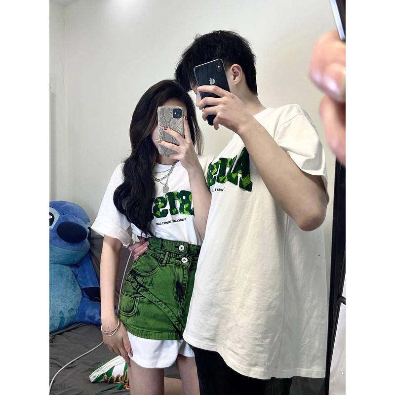 Set Đồ Nữ Áo Thun Phông Form Rộng Tay Lỡ Nam Nữ Unisex Dáng Rộng, Chân Váy Jean Bò Nữ Dáng Ngắn In Chữ Phong Cách Thời Trang Cá Tính Xiaoyingtao A007