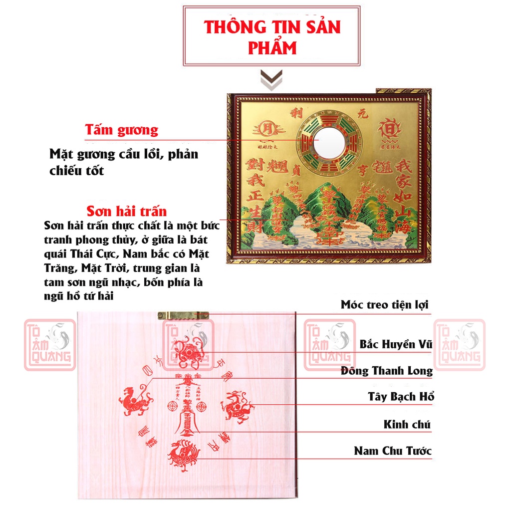 Tranh phong thủy sơn hải trấn bát quái gương cầu lồi xua đuổi tà ma - Trấn trạch mang lại bình an - TÔ TÂM QUANG