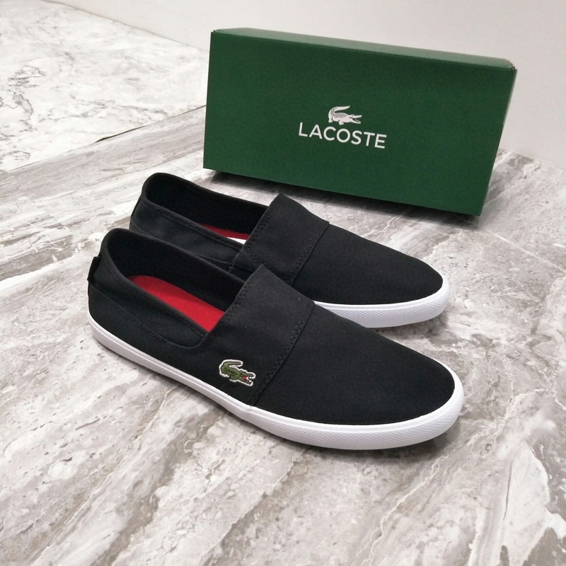 Giày lười vải cho cả nam và nữ thương hiệu Lacoste cao cấp bản màu đen dễ phối đồ