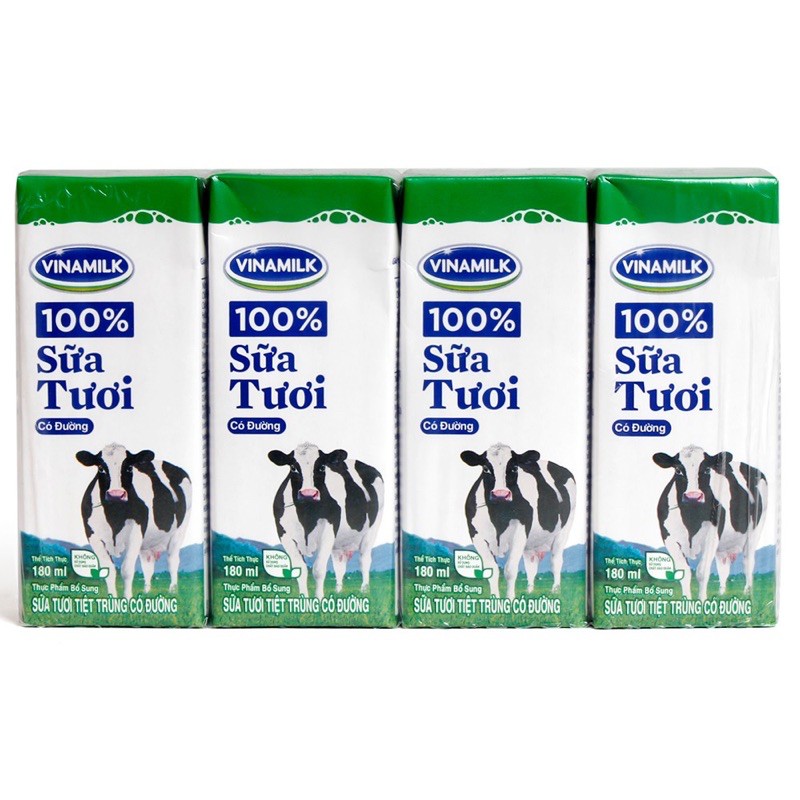 Lốc 4 Hộp 180ml Sữa Tươi Tiệt Trùng Vinamilk 100%