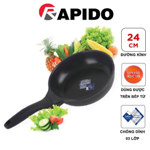 Chảo chống dính bếp từ Rapido Size 24 đáy chấm Teflon