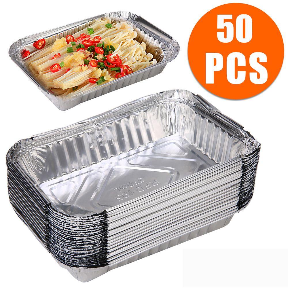 Bộ 50 Khay Nhôm Có Thể Tái Chế Dùng Nướng Bbq Tiện Dụng