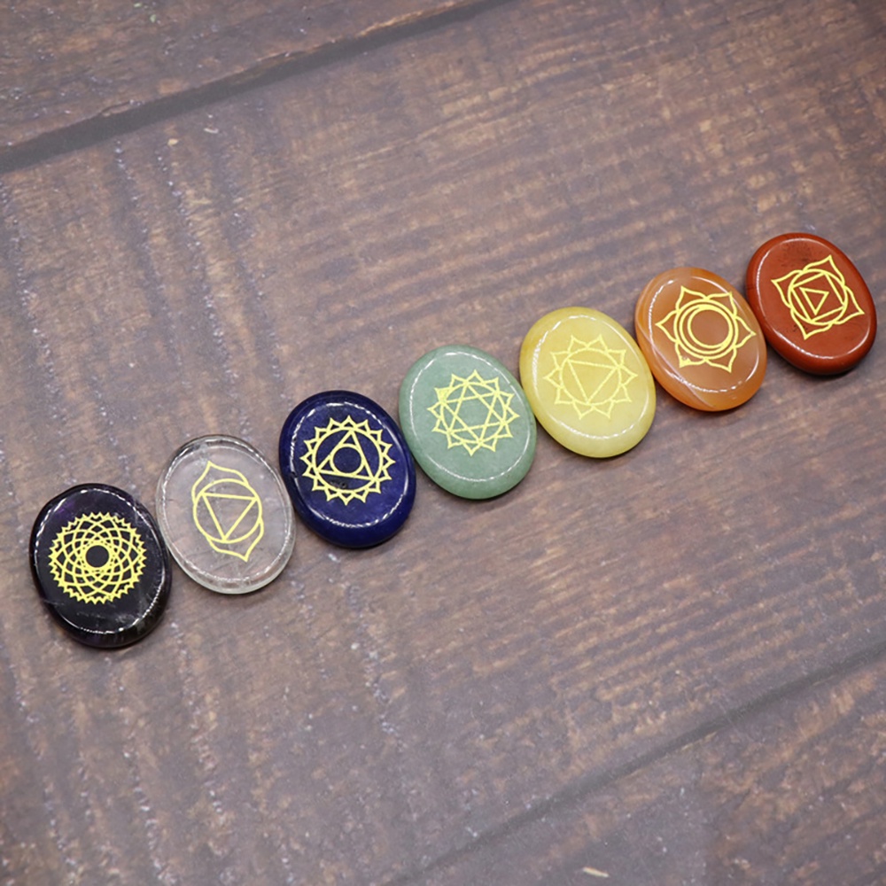 Túi 7 Đá Phong Thủy Thanh Tẩy Elip Nhật Thực DA67