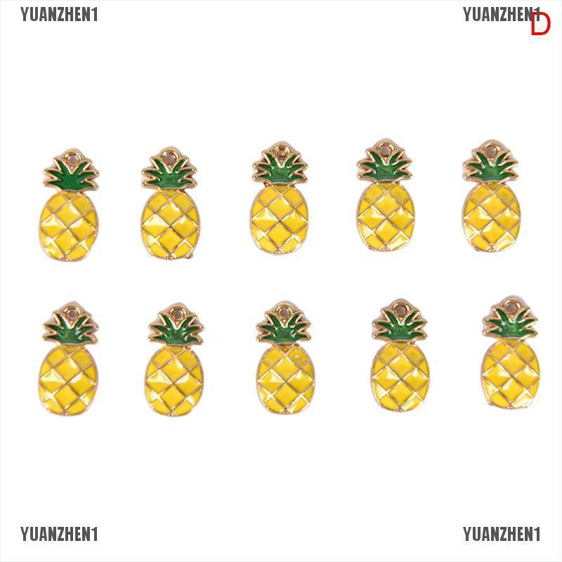 1 [Yuanzhen] Set 10 Mặt Dây Chuyền Hình Trái Cherry Bằng Hợp Kim Tráng Men Thủ Công DIY