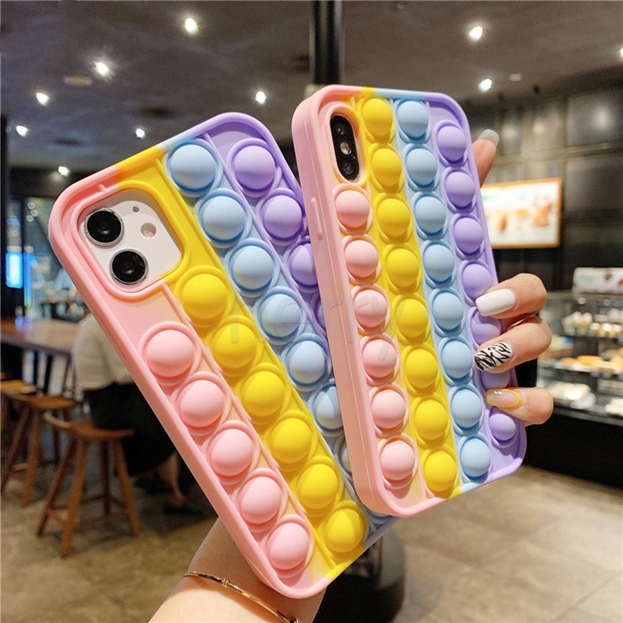 Ốp lưng silicon Kiểu Bóp Bong Bóng hình đồ chơi ấn bong bóng vỏ điện thoại Cho Iphone 12 Mini 11 Pro Xr X Xs Max 8 7 6 6s Plus Se 2020 Chống Sock Chống Trầy Chống vết dầu