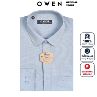 Áo Sơ Mi Nam Dài Tay Owen AR22728DT Somi Công Sở Cao Cấp Màu Xanh Nhạt Chất Sợi Cafe Mềm Mát Khử Mùi Dáng Suông Tà Lượn