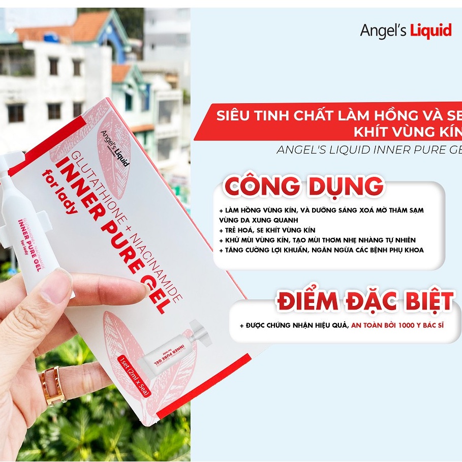 Tinh Chất Làm Hồng Se Khít Vùng Kín Angel's Liquid Glutathione Plus Niacinamide Inner Pure Gel (2ml x15 ống)