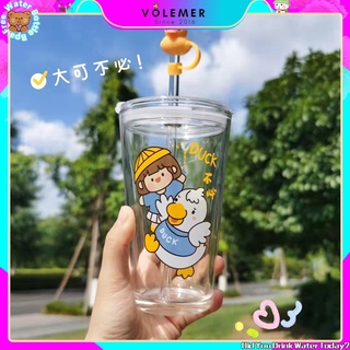 Cốc uống nước bằng thủy tinh có vạch đo kiểu dáng đơn giản đáng yêu