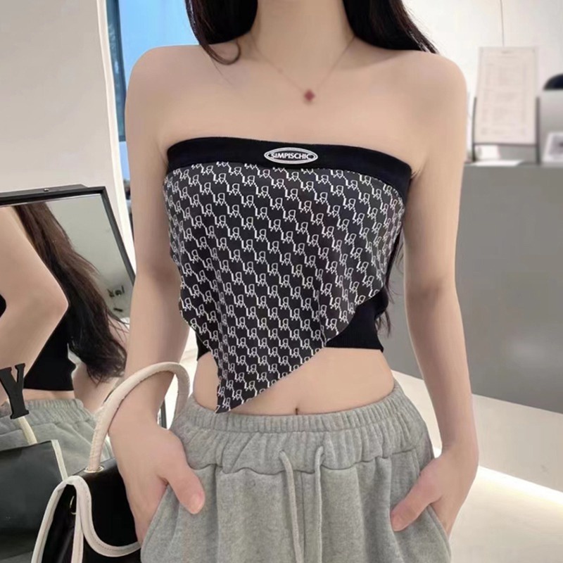 Áo Ống Không Tay Thiết Kế Không Đồng Đều Quyến Rũ Thời Trang Theo Phong Cách Hàn Quốc Cho Nữ