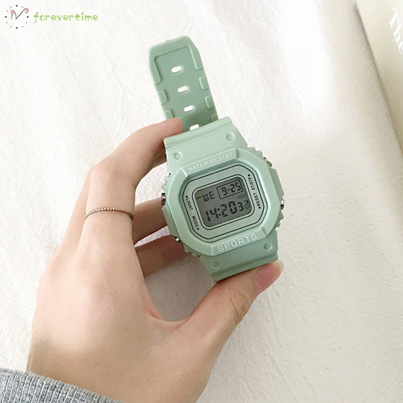 ☞ Phụ kiện trang sức☜ Women Green Digital Watch Girls Student Portable Wrist Watch with Soft Band