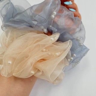 Dây buộc tóc Scrunchies ngọc trai (Trong dây buộc tóc có ngọc trai -2 màu)
