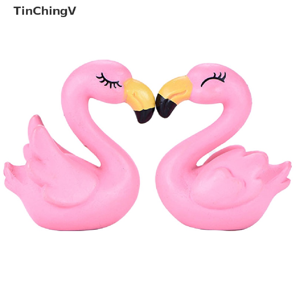 1 Cặp Tượng Chim Hồng Hạc Mini Bằng Nhựa Resin Trang Trí Chậu Cây Bonsai