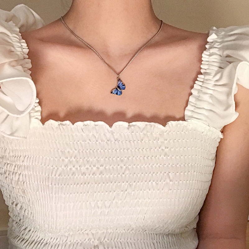 Vòng cổ/ vòng tay ST.KUNKKA mặt hình bướm xanh dương phong cách thời trang Hàn Quốc