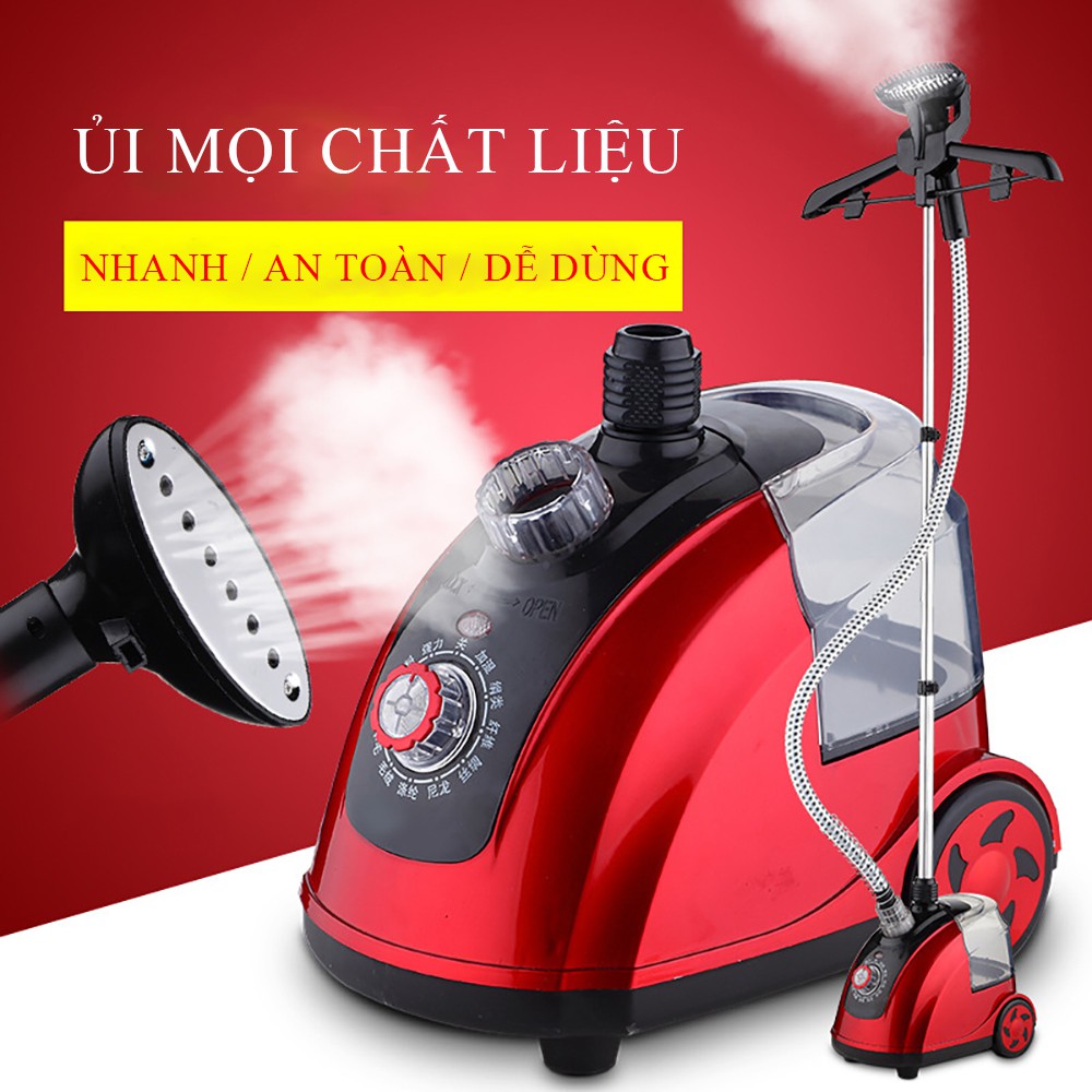 Bàn là cây hơi nước kiểu đứng công suất 1800W, dung tích 1.6L  có trang bị cảm biến nhiệt thông minh và chíp an toàn