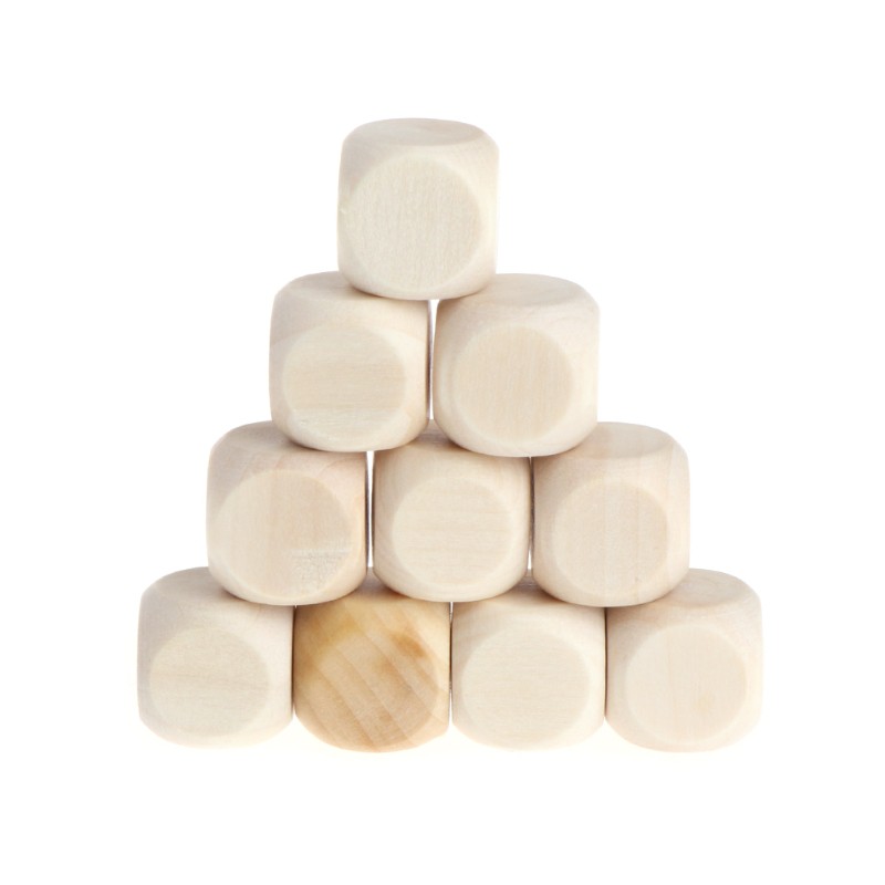 SUP 10pcs 6 Sided Blank Wood Dice Party Family DIY Games Printing Engraving Kid Toys
