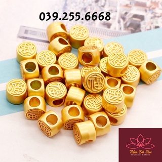 Charm chữ phúc bạc xi vàng xâu vòng tay - charm bạc 925