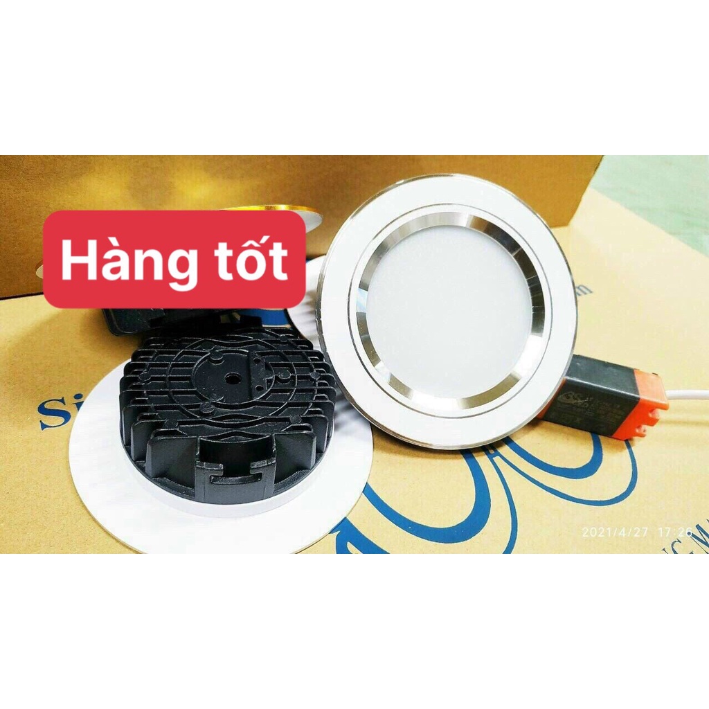 Đèn downlight led - đèn âm trần , viền bạc - đèn mắt trâu 7w 3 màu