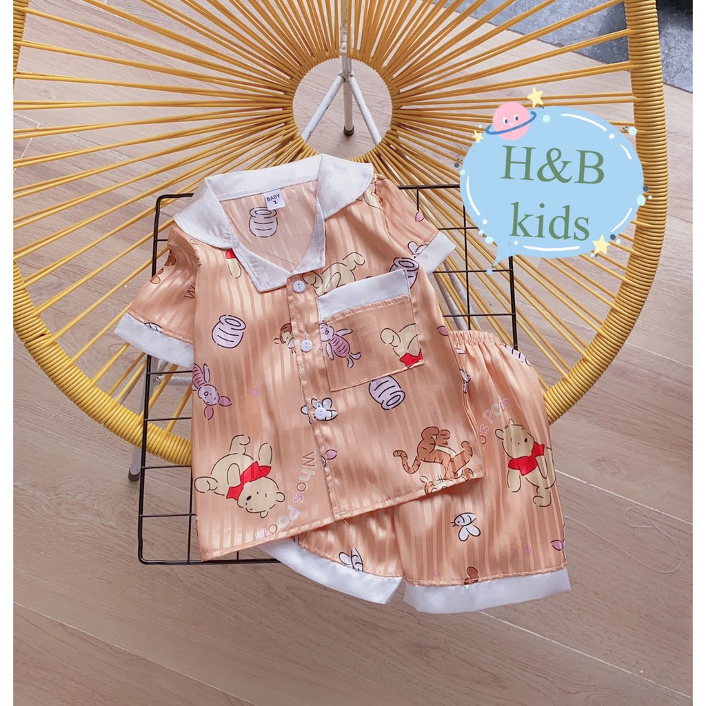 [Mã FAMAYFA2 giảm 10K đơn 50K] Bộ Pijama Lụa Cao Cấp Họa Tiết Gấu Pooh Dễ Thương Bộ Mặc Nhà Cho Bé V267 - NamKidShop
