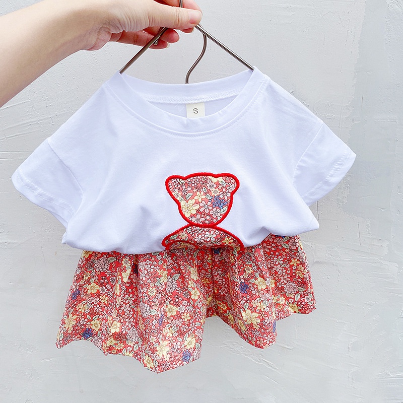 Bộ Quần Áo In Hình Gấu Dễ Thương Cho Bé Gái