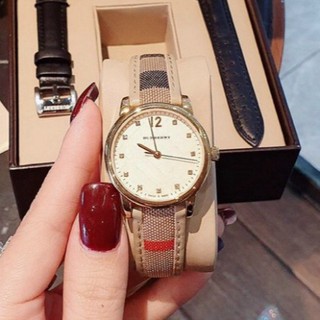 Đồng hồ nữ burberry nữ dây da viền thép k gỉ mẫu mới nhất - đồng hồ bbr