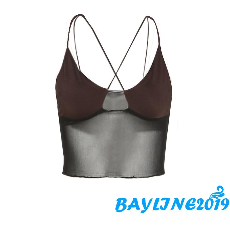 Áo ngắn không tay màu trơn thiết kế dây chéo thời trang cho nữ