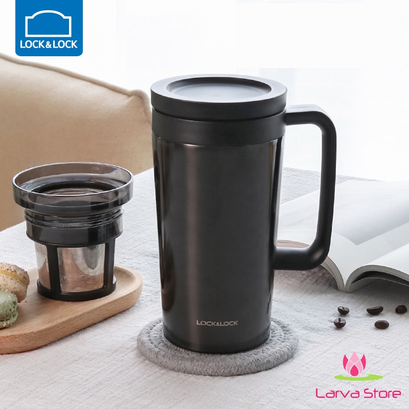 Ly Giữ Nhiệt Có Lọc inox Pha Cà Phê, Trà Lock&amp;Lock Coffee Filter Mug LHC4197 580ml Màu Đen