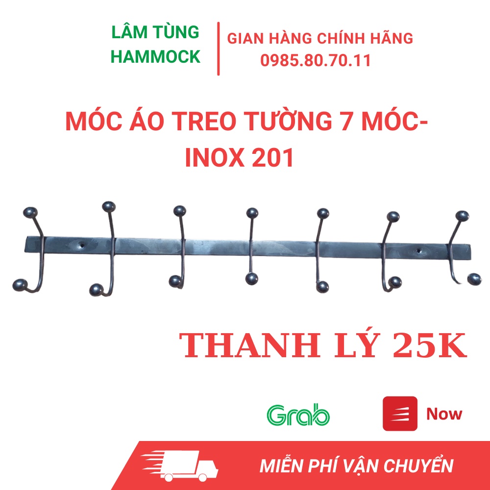 Thanh lý Móc Áo Treo tường, móc áo chất liệu Inox 201, Móc áo inox 7 móc