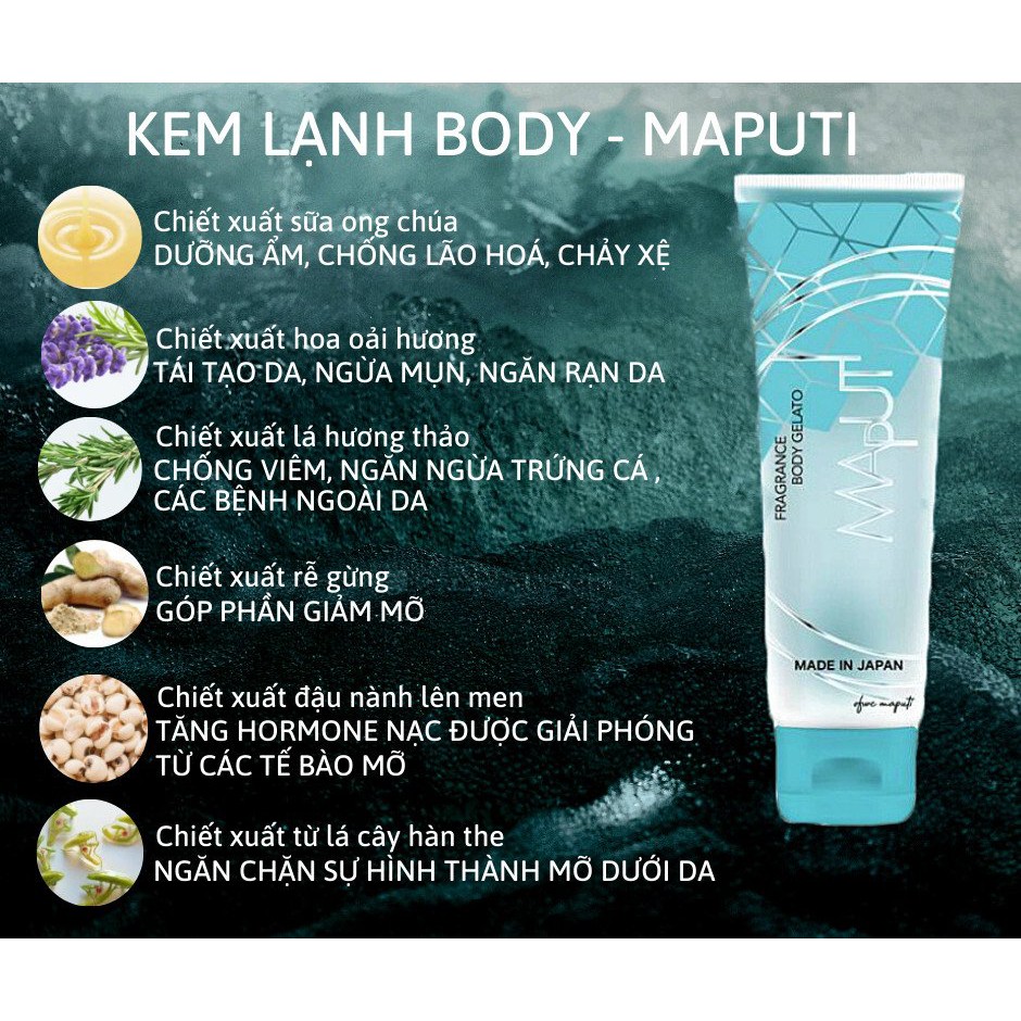 Kem lạnh giảm mùi hôi cơ thể, làm mát da khi đi nắng Maputi Nhật Bản 120g