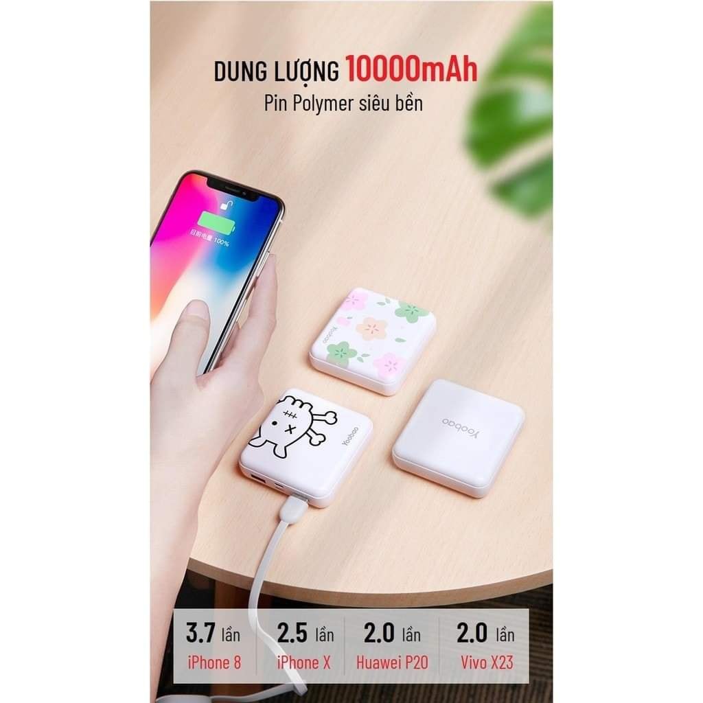 Sạc dự phòng yoobao M4 mini 10.000MAH, 2 cổng iphone/micro