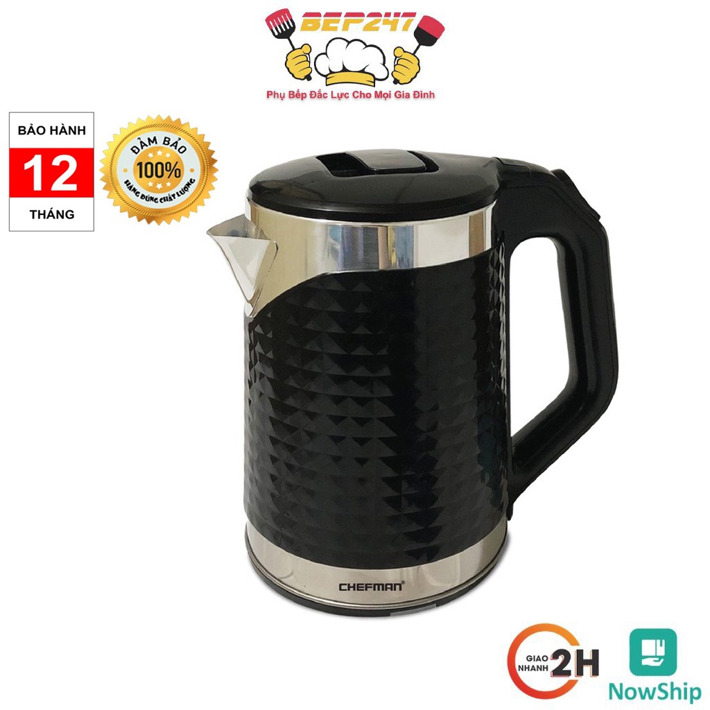Ấm Siêu Tốc 2L Chính Hãng CHEFMAN - Ấm Siêu Tốc 2 Lớp Bảo Hành 12 Tháng